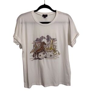 On Twelfth Size Large Horse Embellished Graphic Tee T-Shirt Cowgirl Rodeo Boho